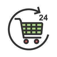 24 Hour Shopping Filled Line Icon vector