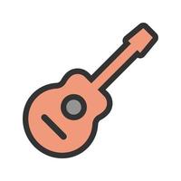 icono de línea llena de guitarra vector