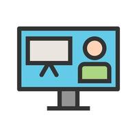 Online Presentation Filled Line Icon vector