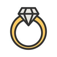 Diamond Ring Filled Line Icon vector