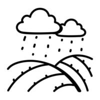 An alluring rain weather landscape doodle icon vector