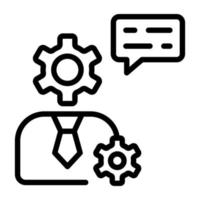 Person with cogs, linear icon of HR manager vector