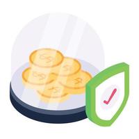 An isometric icon of wealth insurance vector