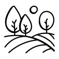 A doodle icon denoting landscape of trees vector