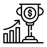 Trophy and chart, linear icon of business success vector