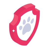 icono isométrico del seguro de mascotas, diseño editable vector
