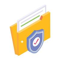 Folder security isometric icon design vector