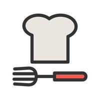 Chef Hat and Fork Filled Line Icon vector