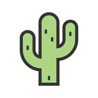 icono de línea llena de cactus vector