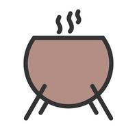Cauldron Filled Line Icon vector