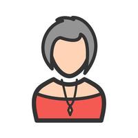 Lady Wearing Necklace Filled Line Icon vector