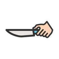 icono de línea llena de cuchillo de sujeción vector