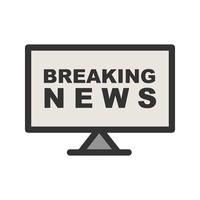 Breaking News on TV Filled Line Icon vector