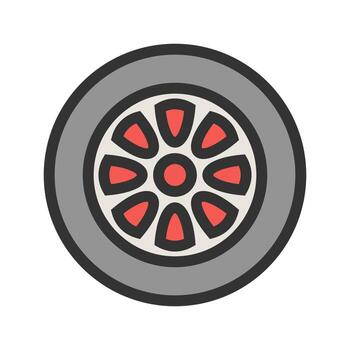 icono de línea llena de neumáticos de goma vector