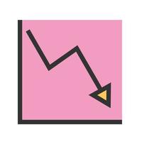 Declining Line Graph Filled Line Icon vector