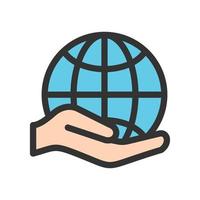 Holding Globe Filled Line Icon vector