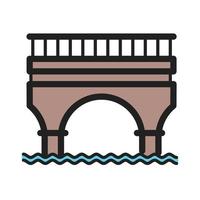 icono de línea llena de puente vector