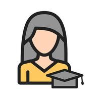 Educated Woman Filled Line Icon vector