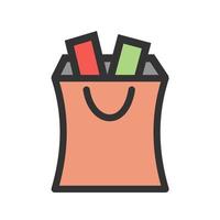 icono de línea llena de artículos de compras vector