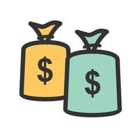 Money Bags Filled Line Icon vector