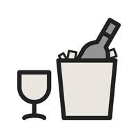 Wine Bottle in Ice Filled Line Icon vector