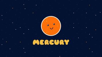 Animated Illustration of Mercury with Planet Name. Suitable to use for educational content about science, astronomy, etc. video