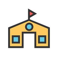 School building Filled Line Icon vector