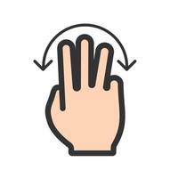 Three Fingers Rotate Filled Line Icon vector