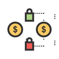 Secure Transactions Filled Line Icon vector