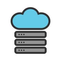 icono de línea llena de datos de nube y servidor vector