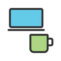 Coffee and Work Filled Line Icon vector