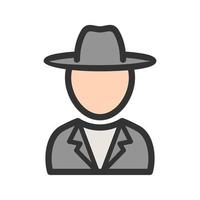 Boy in Casual Hat Filled Line Icon vector