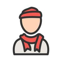Boy in Scarf Filled Line Icon vector