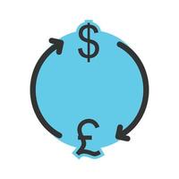 Dollar to Pound Filled Line Icon vector
