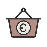 icono de línea llena de cesta de euro vector