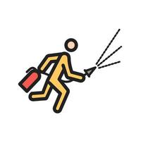 Using Extinguisher Filled Line Icon vector