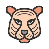 icono de línea llena de cara de tigre vector