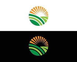 Green Naturel Farm And Solar Logo Design Vector Template.