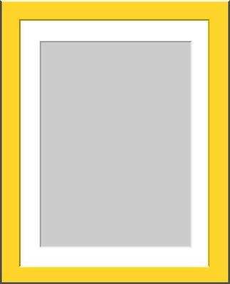 yellow photo frame template. Blank rectangular vertical banner with empty gray center. design for picture and promotional vector image.