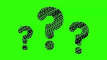 Three Question Marks Pop up Scribble on Green Background video