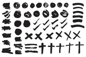 Vector brush strokes. Paint brush set. Grunge design elements. Black ink brush.