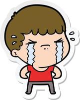 sticker of a cartoon man crying vector