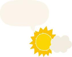 cartoon weather and speech bubble in retro style vector