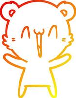 warm gradient line drawing happy bear cartoon vector