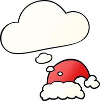 cartoon christmas hat and thought bubble in smooth gradient style vector