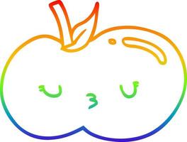 rainbow gradient line drawing cartoon cute apple vector