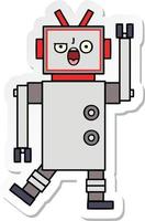 sticker of a cute cartoon angry robot vector