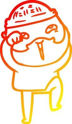 warm gradient line drawing cartoon happy bearded man