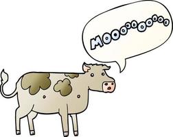 cartoon cow and speech bubble in smooth gradient style vector