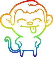 rainbow gradient line drawing funny cartoon monkey vector